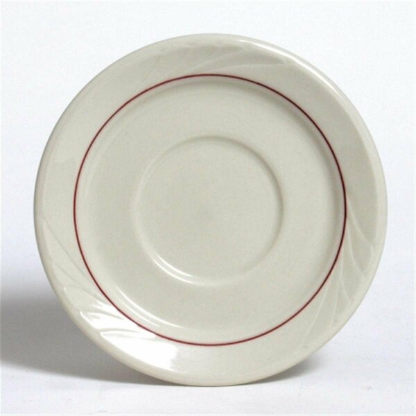 Tuxton China Monterey 5.5 in. Embossed Pattern Saucer - American White with Berry Band - 3 Dozen YBE-054